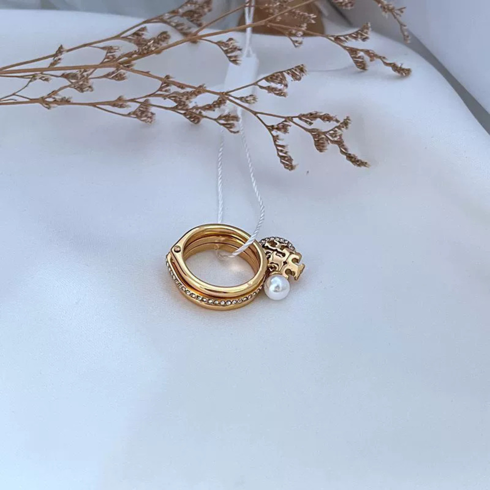 Tory Burch Rhinestone Pearl 3-in-1 Ring - Picture 4 of 6